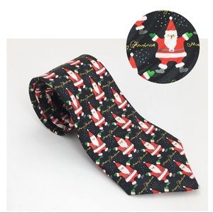 Fratello Christmas Santa Print Silk Hand Made Tie